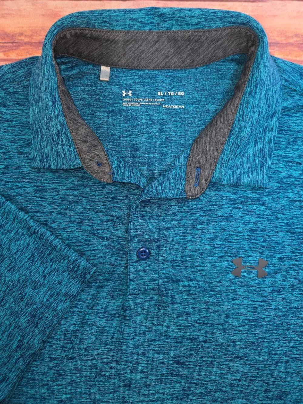Under Armour Mens HeatGear Loose Fit Blue Polo XL